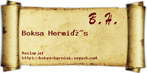 Boksa Hermiás névjegykártya